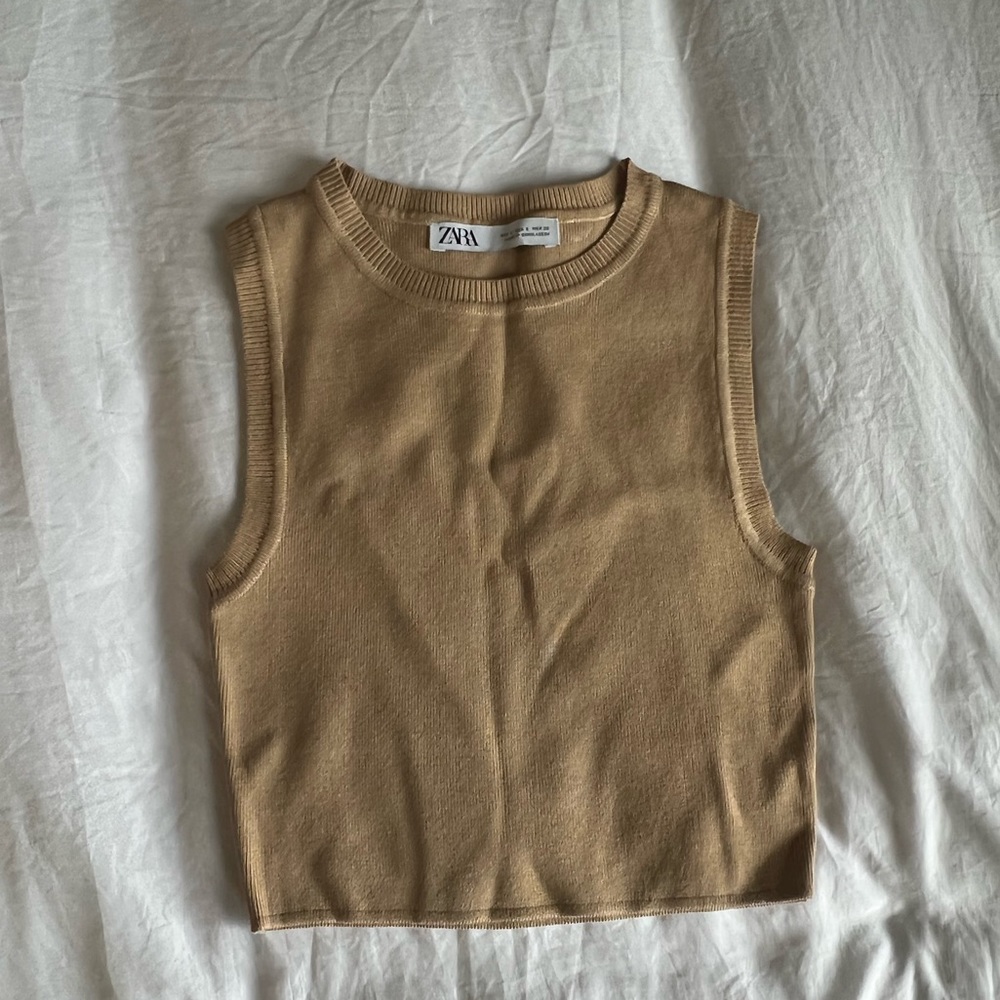 Zara Knit Cropped Top - Nude